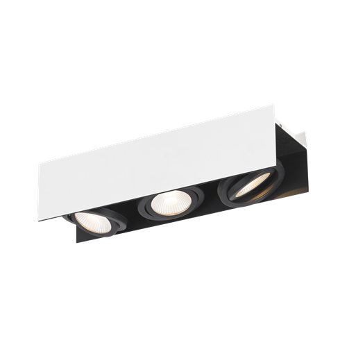 Vidago loftlampe i Metal Sort og Aluminium Hvid, 3x5,4W LED, længde 46,5 cm, bredde 13 cm, højde 11 cm.